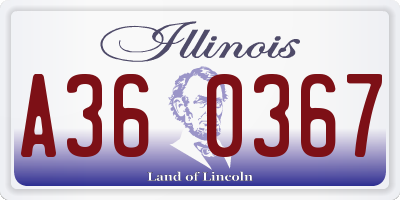 IL license plate A360367