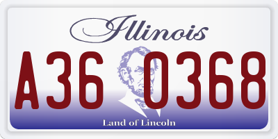 IL license plate A360368