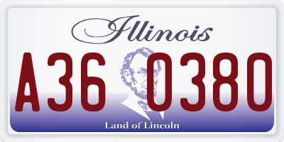 IL license plate A360380