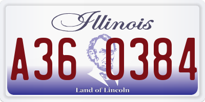 IL license plate A360384