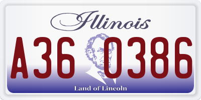 IL license plate A360386