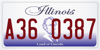 IL license plate A360387