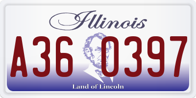 IL license plate A360397