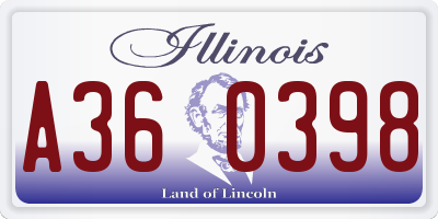 IL license plate A360398