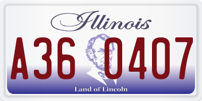IL license plate A360407