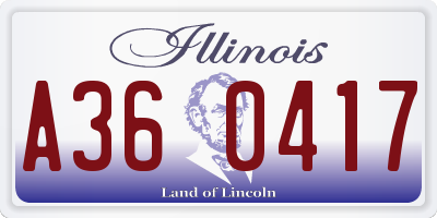 IL license plate A360417