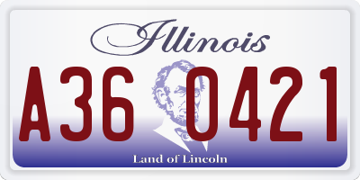 IL license plate A360421