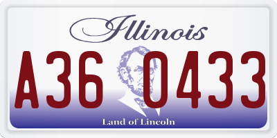 IL license plate A360433