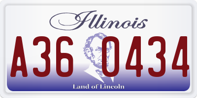IL license plate A360434