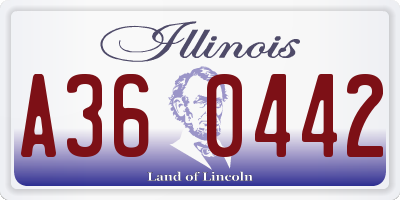 IL license plate A360442