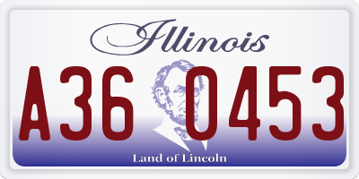 IL license plate A360453