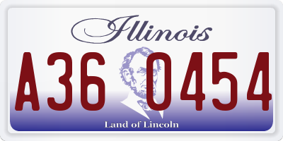 IL license plate A360454