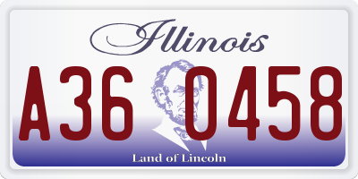 IL license plate A360458