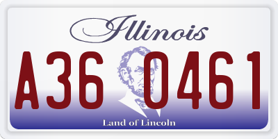 IL license plate A360461