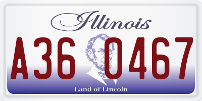 IL license plate A360467