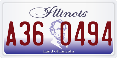 IL license plate A360494