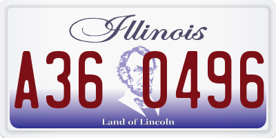 IL license plate A360496