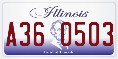 IL license plate A360503