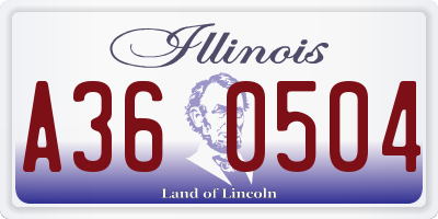 IL license plate A360504