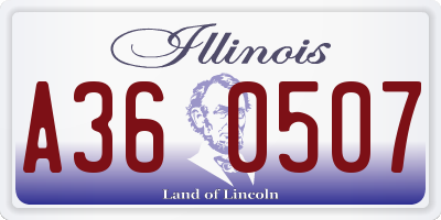IL license plate A360507