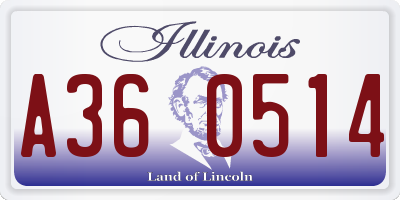 IL license plate A360514