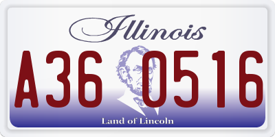 IL license plate A360516