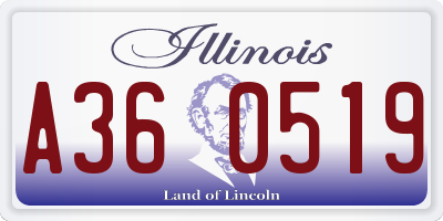 IL license plate A360519