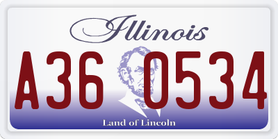 IL license plate A360534