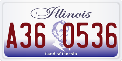 IL license plate A360536