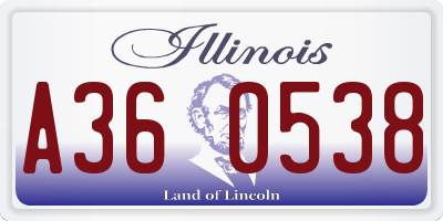 IL license plate A360538