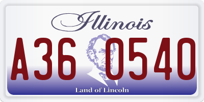 IL license plate A360540