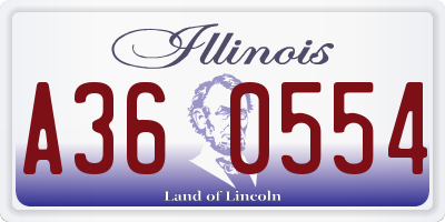 IL license plate A360554
