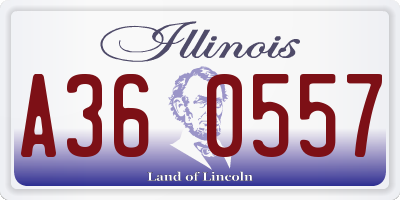 IL license plate A360557
