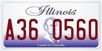 IL license plate A360560