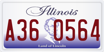 IL license plate A360564