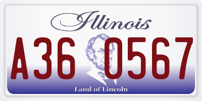 IL license plate A360567
