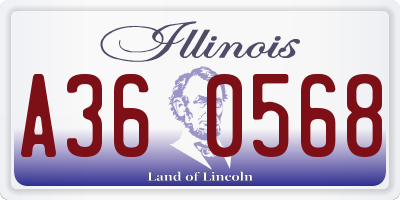 IL license plate A360568