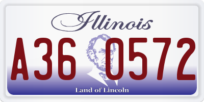 IL license plate A360572
