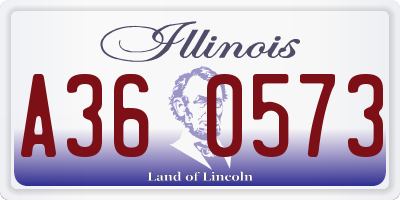 IL license plate A360573