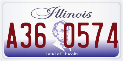 IL license plate A360574
