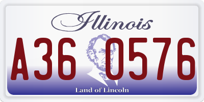 IL license plate A360576