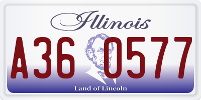 IL license plate A360577