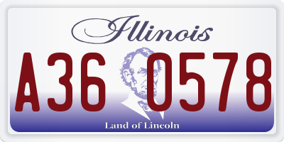 IL license plate A360578