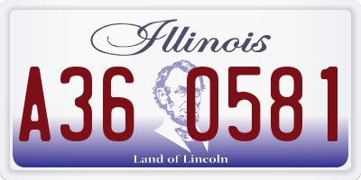 IL license plate A360581