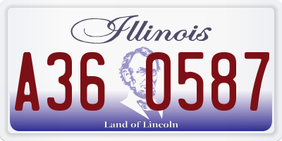IL license plate A360587
