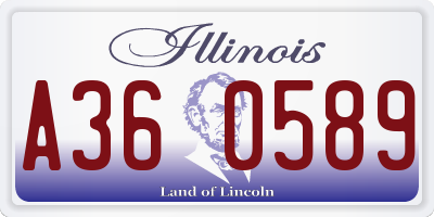 IL license plate A360589
