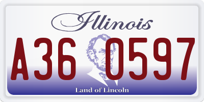 IL license plate A360597