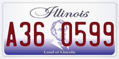 IL license plate A360599