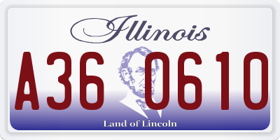 IL license plate A360610