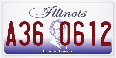 IL license plate A360612